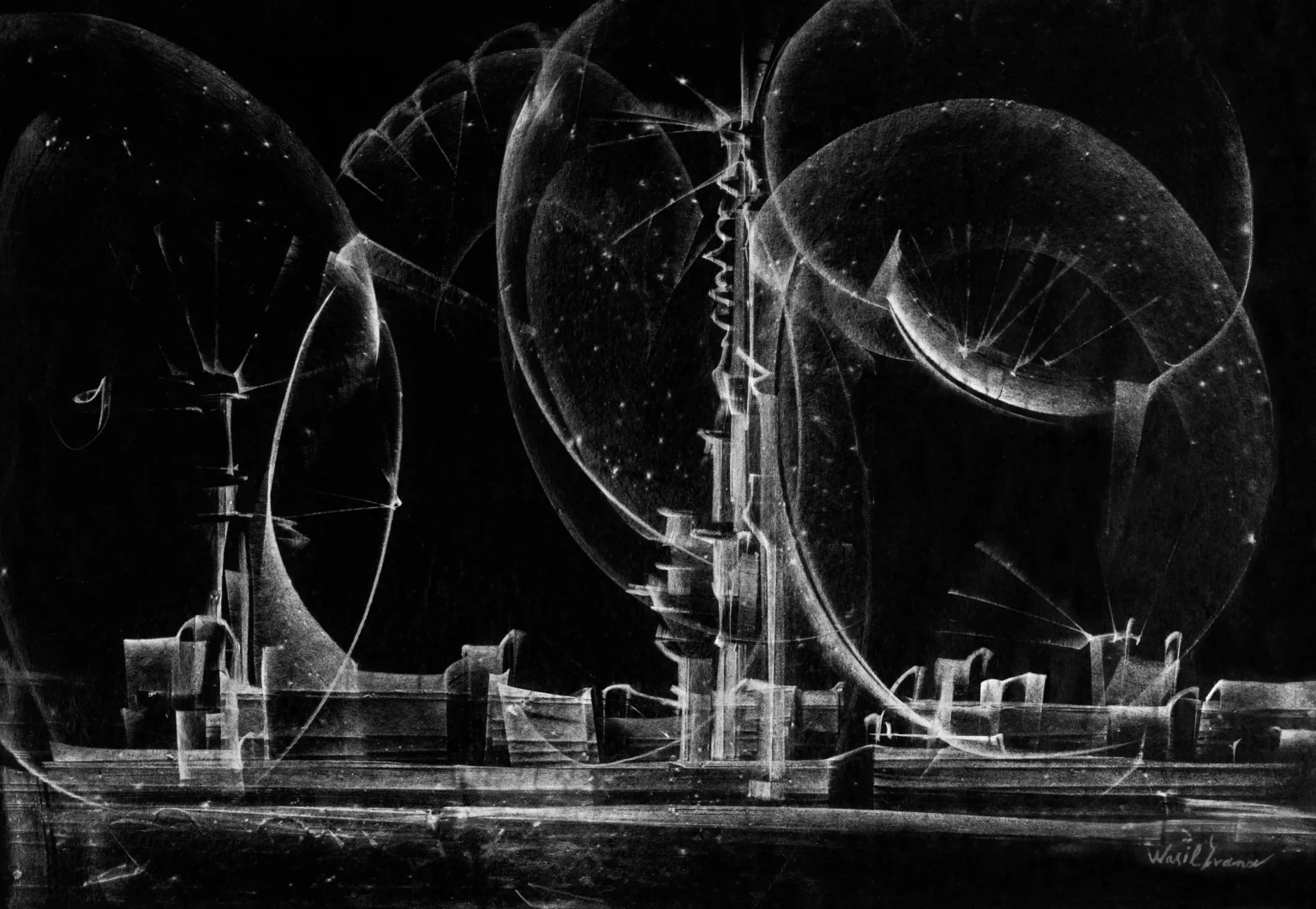 #272/500×350 mm white chalk on paper #272/500x350 mm white chalk on paper