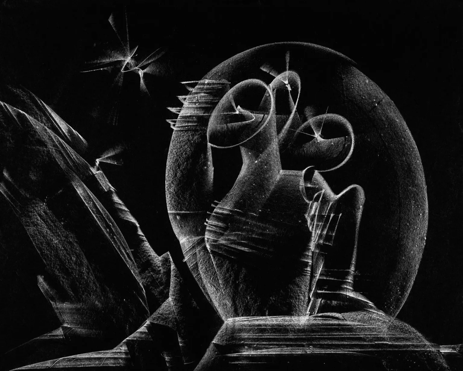 #280/500×400 mm white chalk on paper #280/500x400 mm white chalk on paper